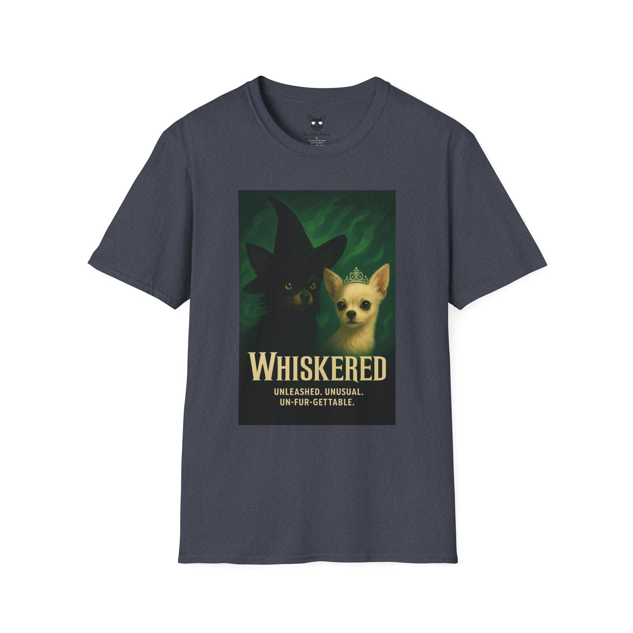 Wicked Broadway Poster Dog Parody Unisex Softstyle T-Shirt -- Funny Dog Shirt for Broadway and Dog Lovers